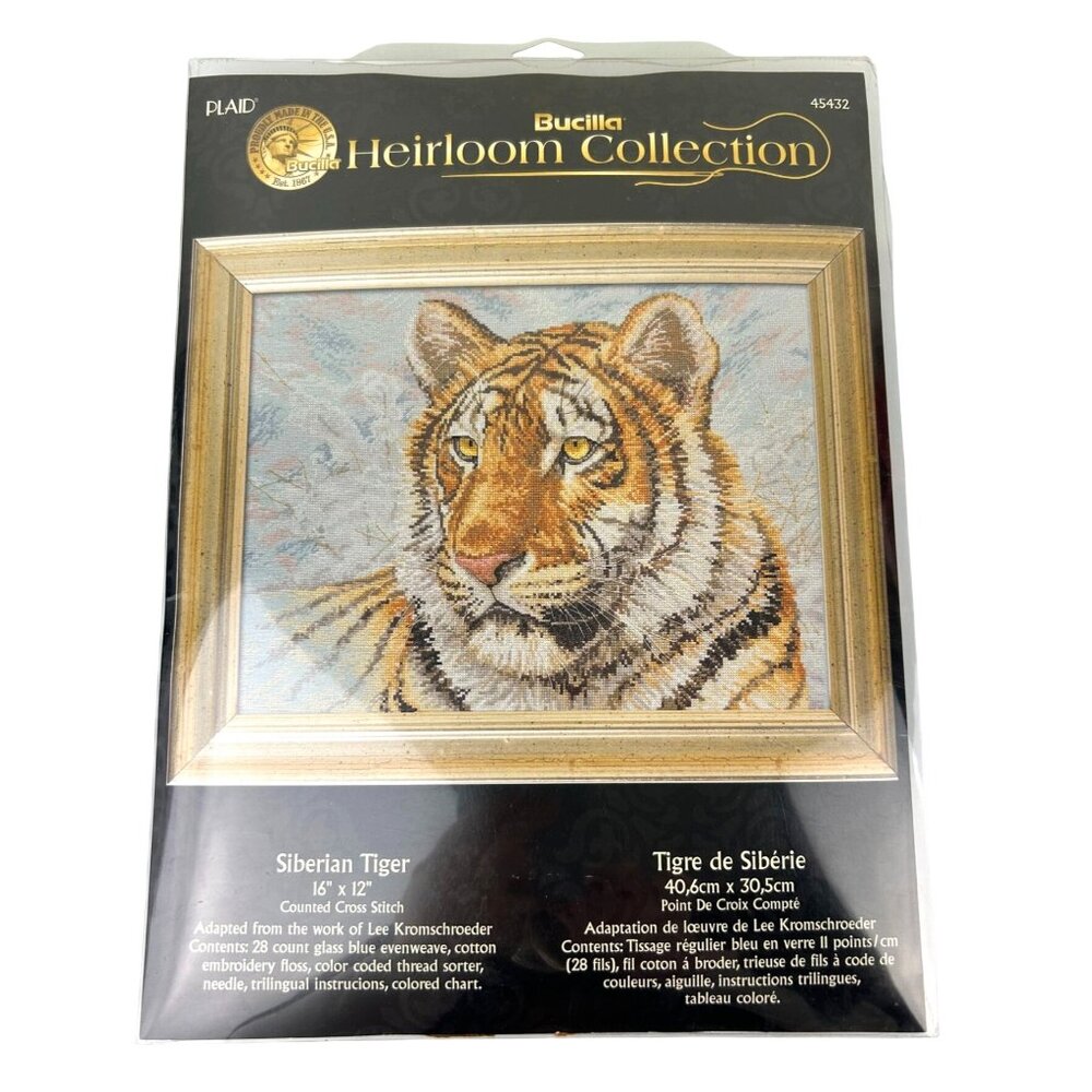 Bucilla Heirloom Collection Cross Stitch Kit Siberian Tiger 45432 16x12 2009
